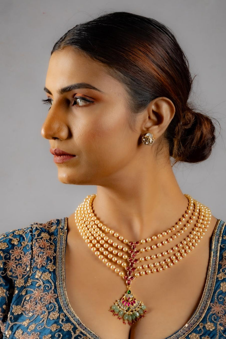 ROYAL RADIANCE MULTI-STRAND LIGHT GOLD PEARL NECKLACE