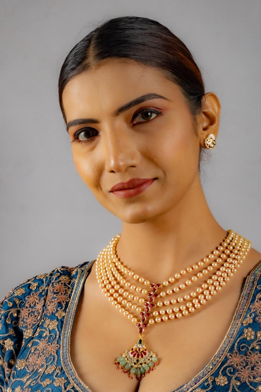 ROYAL RADIANCE MULTI-STRAND LIGHT GOLD PEARL NECKLACE