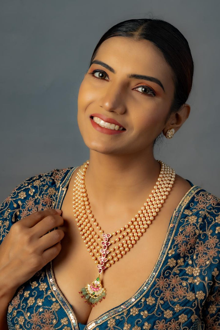 ROYAL RADIANCE MULTI-STRAND LIGHT GOLD PEARL NECKLACE